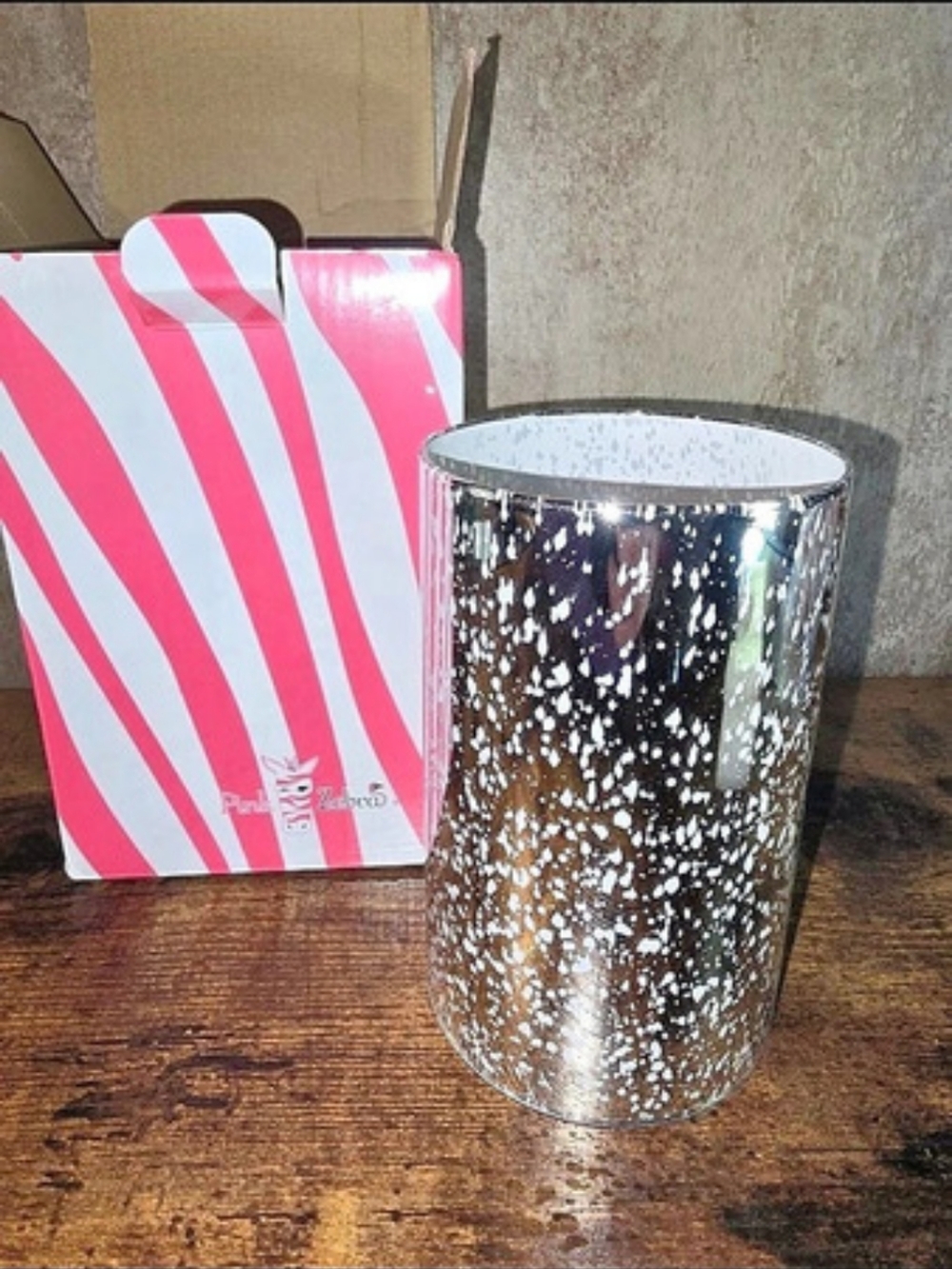 Pink Zebra Silver Crackle Simmering Light Warming Shade